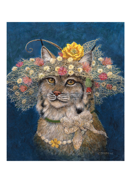 bobcat with acacia, desert fern, fairy duster, and Apache plume