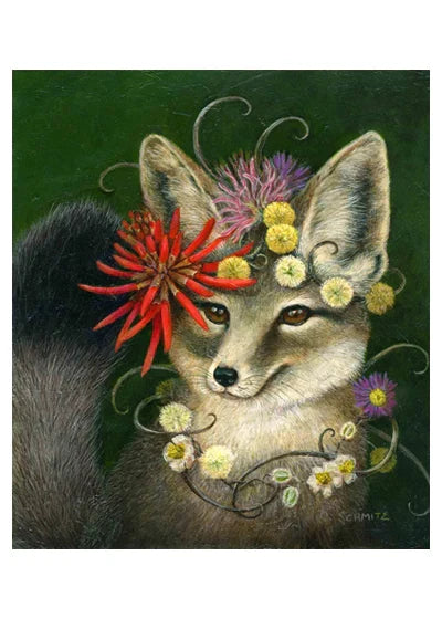 Kit Fox in Coral Print
